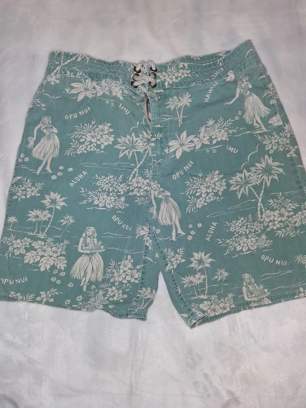 Polo by Ralph Lauren Teal Hawaiian Print Swim Shorts - Size M